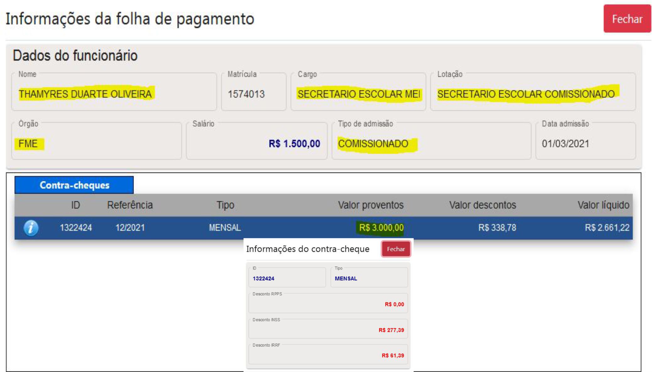 Foto reprodutação portal da transparência de Axixá do TO